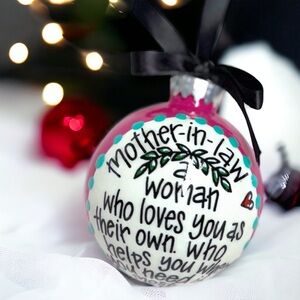 Heartfelt Mother-in-Law Christmas Ornament, Personalized & Hand-Painted Keepsake